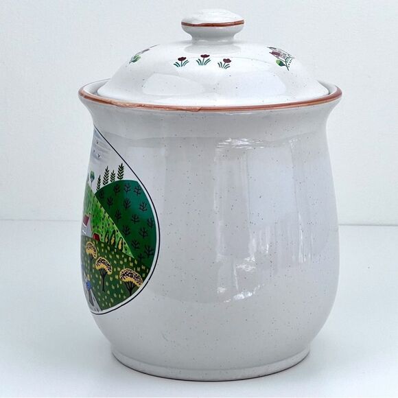 Newcor Stoneware Country Village Cookie Jar Canister - Picture 2 of 11